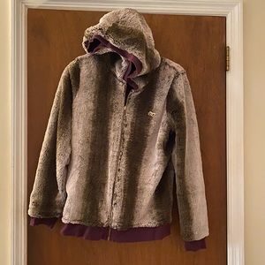 DC faux fur reversible hoodie